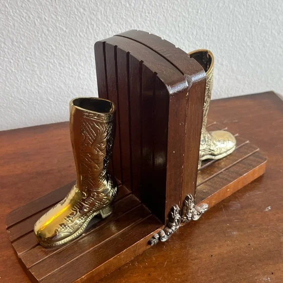 Brass Cowboy Boot Bookends - Picture 2 of 5